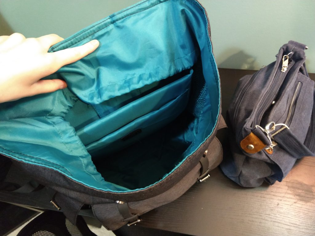 The inside of my backpack: It is surprisingly roomy!